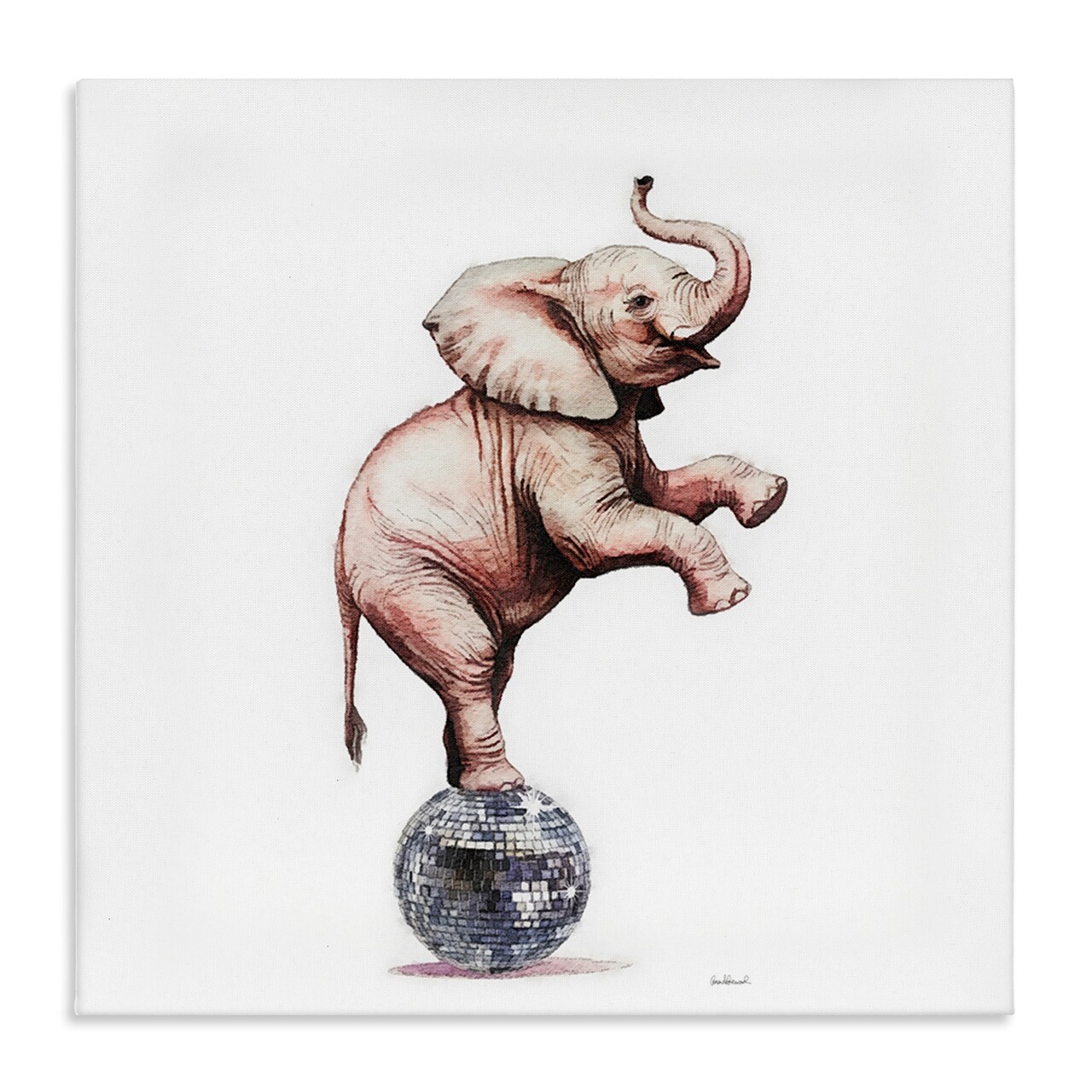 Stupell Industries Elephant on Disco Ball Canvas Design by Amanda Greenwood